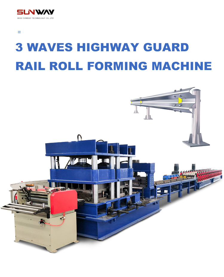 3 Waves Highway Guardrail Roll Forming Machine 1 3 Waves Highway Guardrail Roll Forming Machine